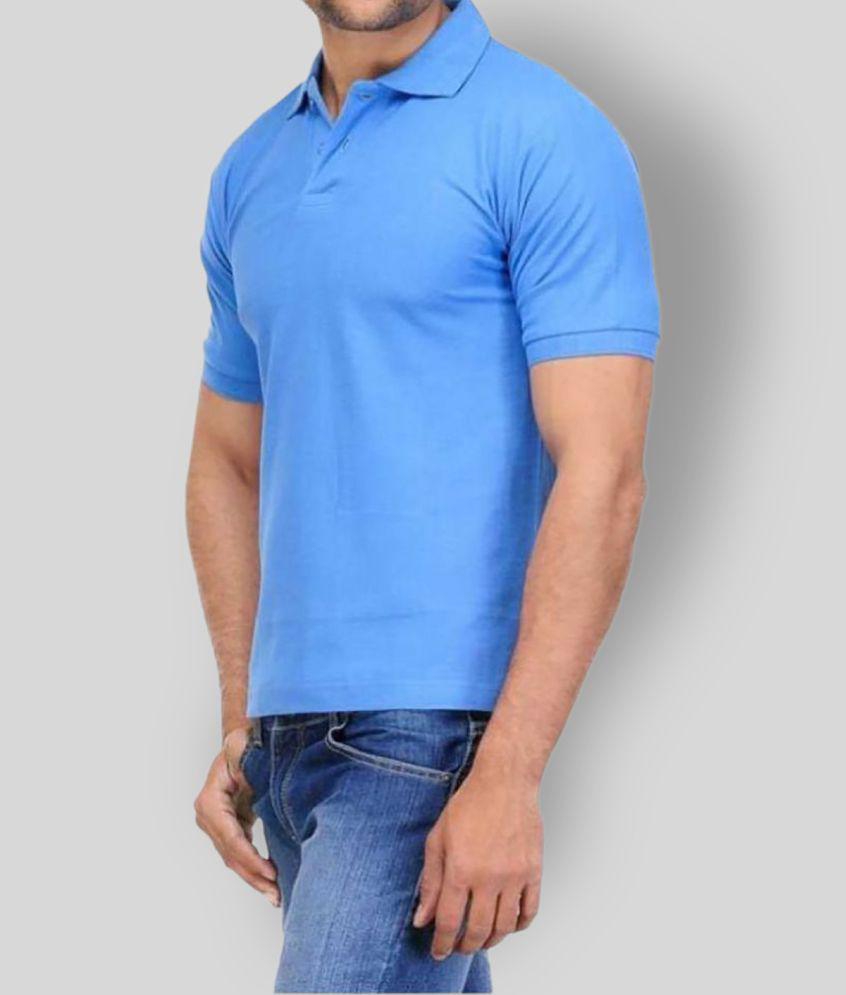 FASHION365 - Blue Cotton Blend Slim Fit Men's Polo T Shirt ( Pack of 1 ) - None