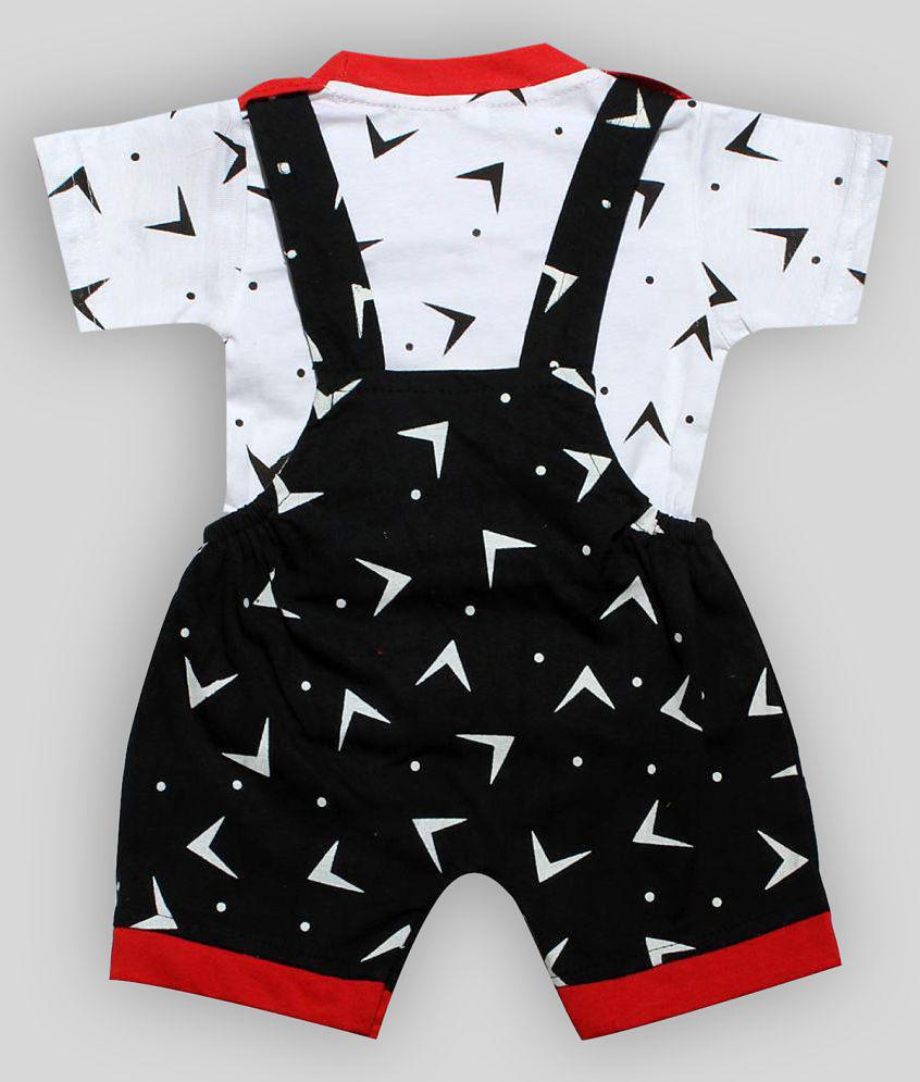 Stylish Women babeezworld dungaree for Boys & Girls casual printed pure cotton (Black & White ; 