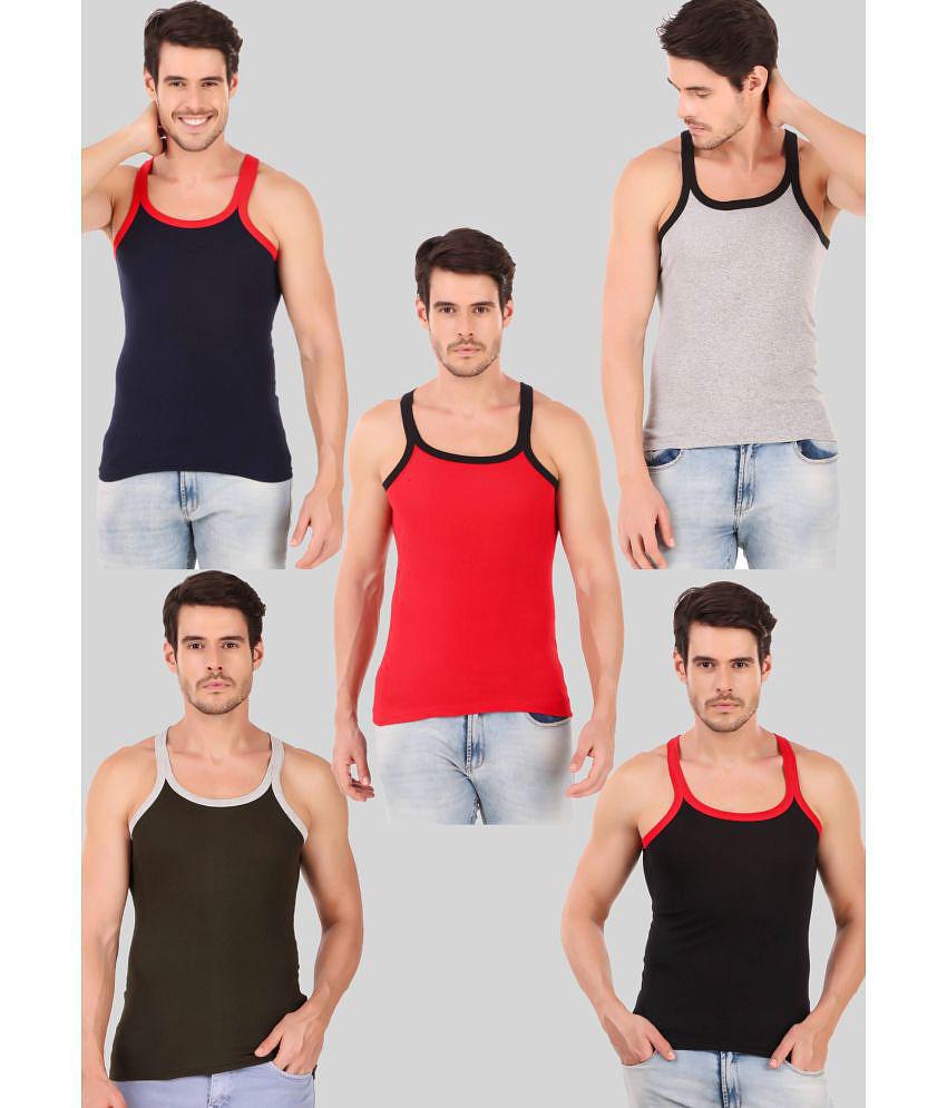 Hap Kings - Multi Cotton Men's Vest ( Pack of 5 ) - None