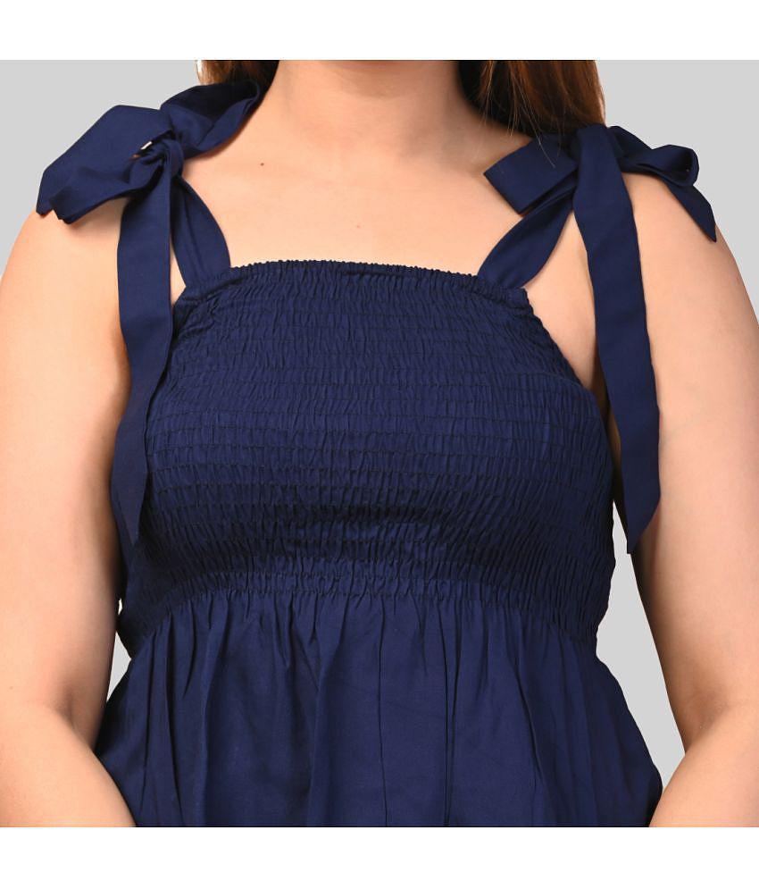 Stylish Men Frionkandy - Navy Blue Rayon Women's Peplum Top ( Pack of 1 ) - None 2025 at ShopCir