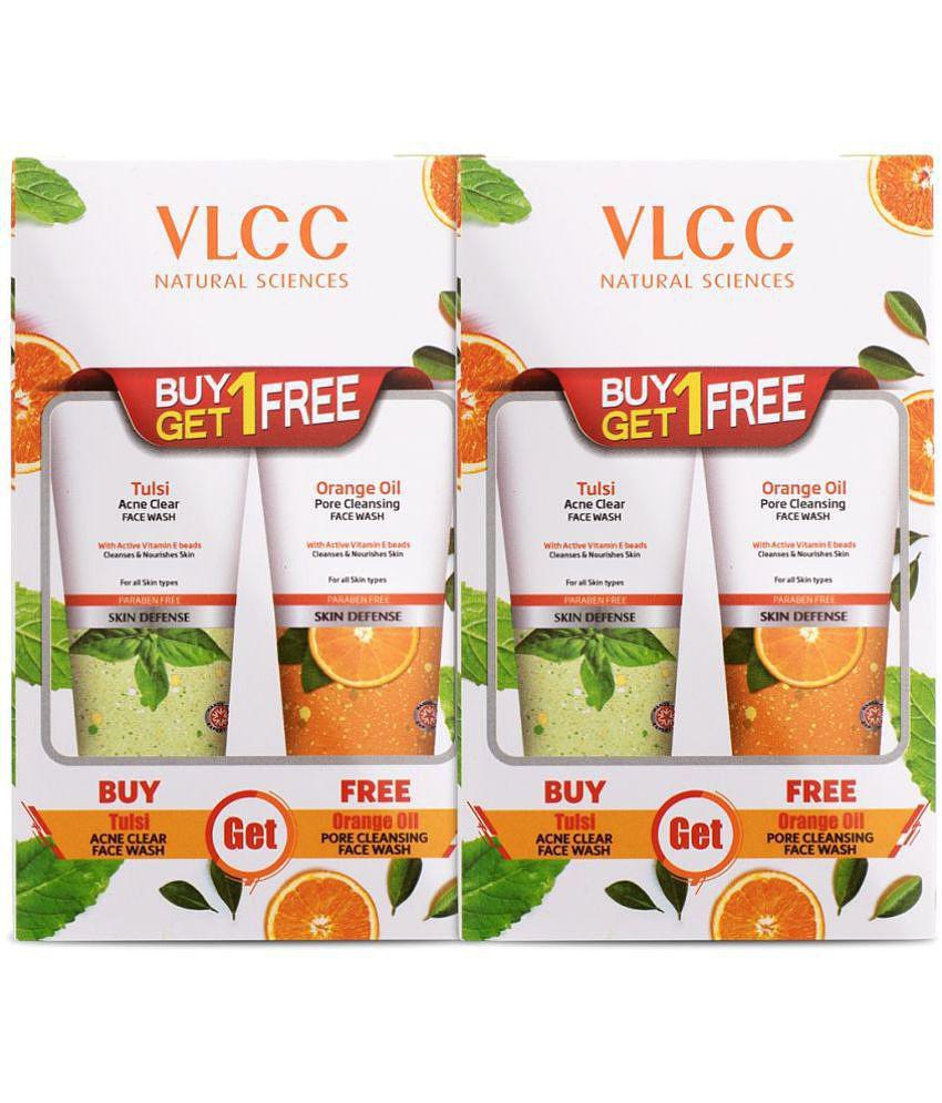 VLCC Tulsi Acne Clear Face Wash with FREE Orange Oil Pore Cleansing Face Wash 300 ml ( Pack of 2 )