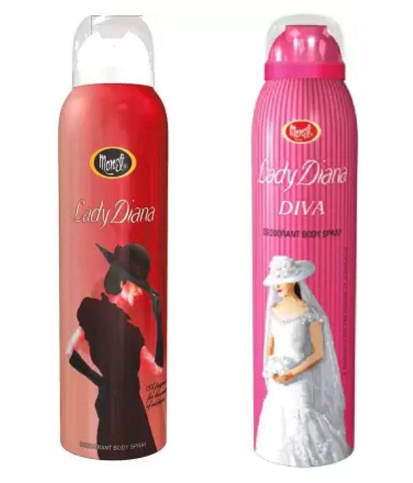 MONET Lady Diana & Lady Diva Deodorant Spray - For Men & Women  (150 ml each, Pack of 2)