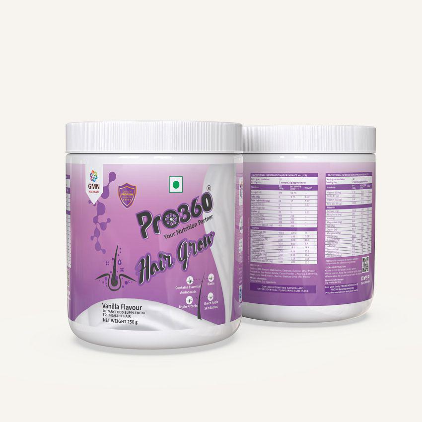 PRO360 Hair Grow Protein Health Drink Powder 250 gm Vanila