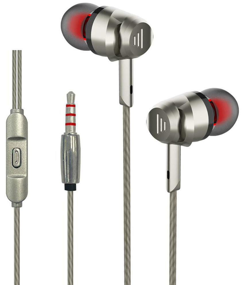 Tecsox Bassbuds Alpha 3.5 mm Wired Earphone In Ear Passive Noise cancellation Gray