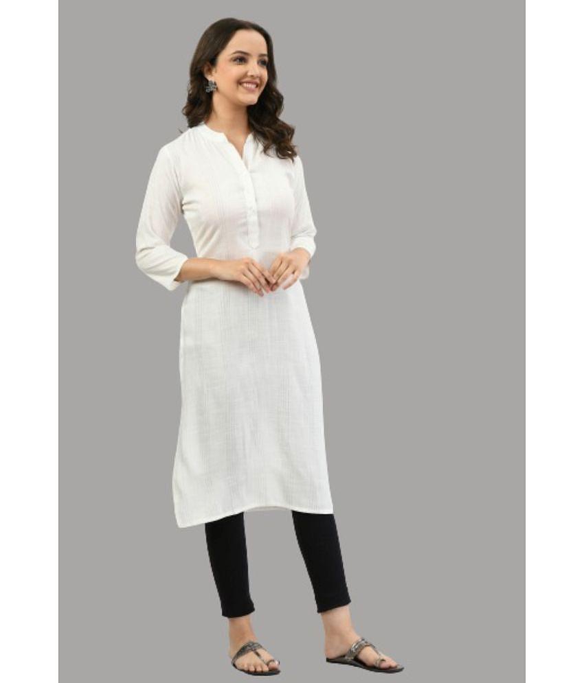 Elegant Women MAURYA - White Cotton Women''s Straight Kurti ( Pack of 1 ) - None 2025 at ShopCir