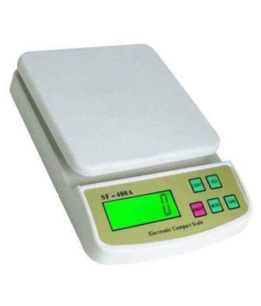 ClubComfort Portable Electronic Kitchen Digital Weighing Scale with lcd backlight andTare Function with Adaptor (10 Kg-SF 400A) - White