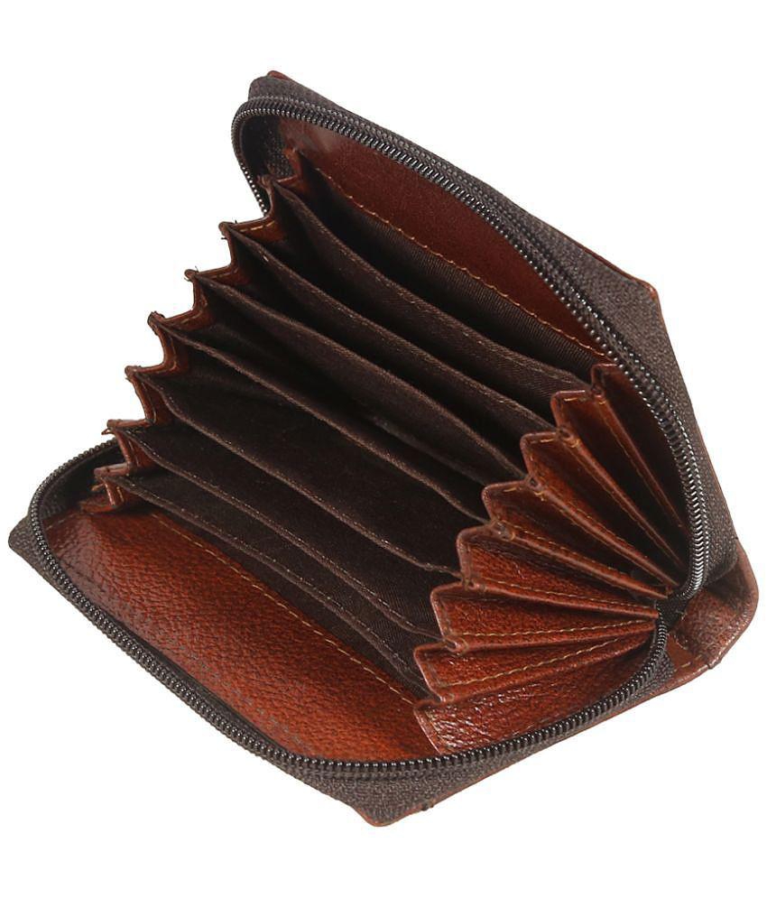 Exclusive Men STYLE SHOES Brown Leather Credit/Debit Card 8 Slot Card Holder For Men & Women - B