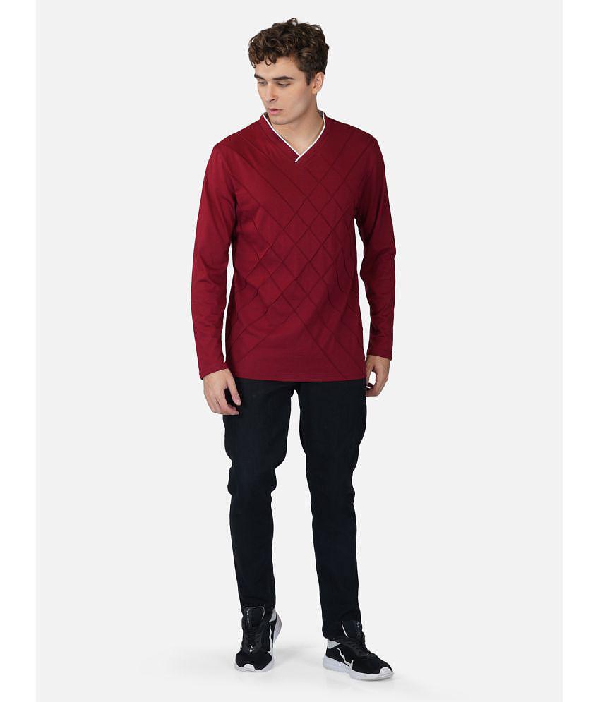 london arc - Maroon Cotton Slim Fit Men's T-Shirt ( Pack of 1 ) - None