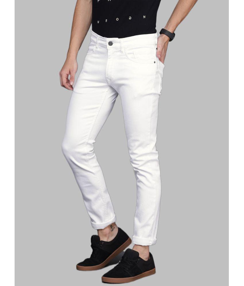 HALOGEN - White Denim Slim Fit Men's Jeans ( Pack of 1 ) - None