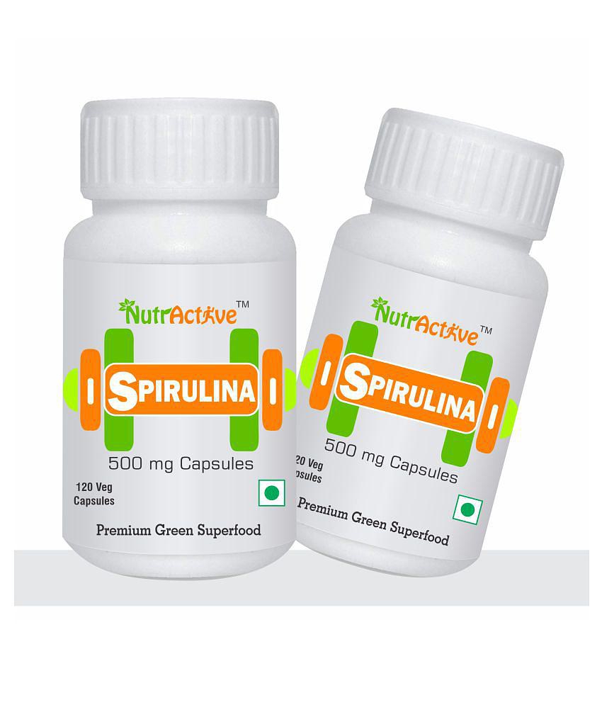 NutrActive Spirulina 500mg Capsules 240 no.s Minerals Capsule Pack of 2