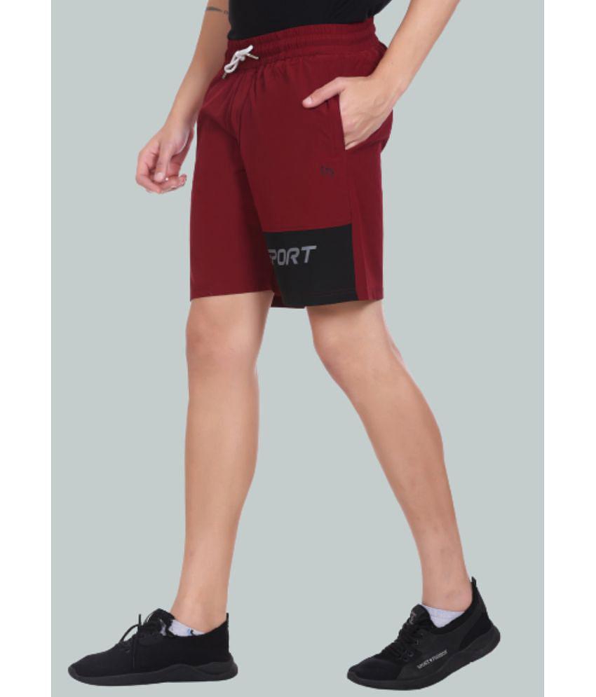 LEEBONEE - Maroon Polyester Blend Men's Shorts ( Pack of 1 ) - None