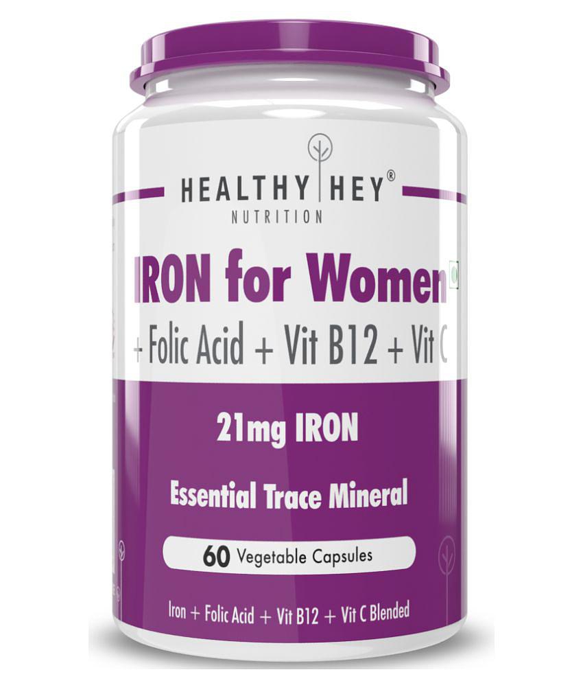 HealthyHey Iron Supplement for Women -100% Chelated 21 mg Capsule