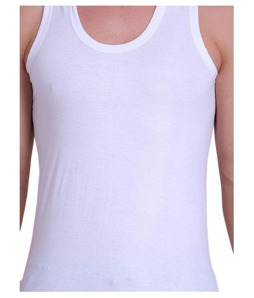 TT White Sleeveless Vests Pack Of 5 - 100