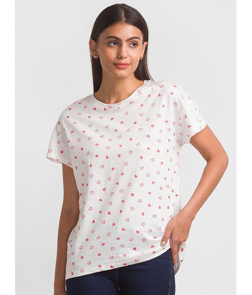 Globus - White Cotton Regular Fit Women''s T-Shirt ( Pack of 1 ) - None