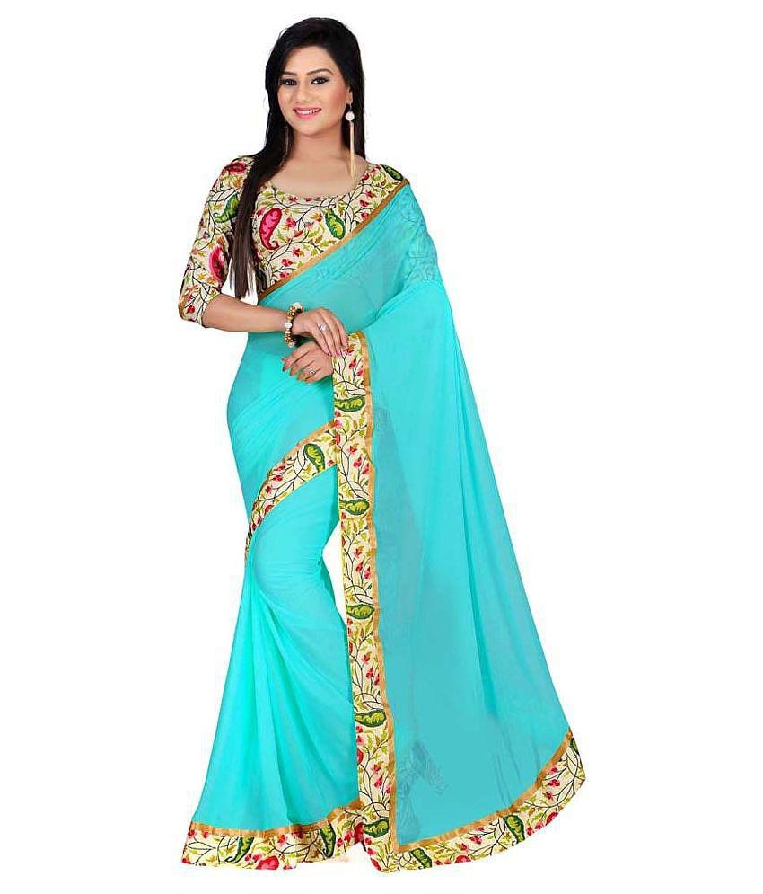 av designer Blue Chiffon Saree