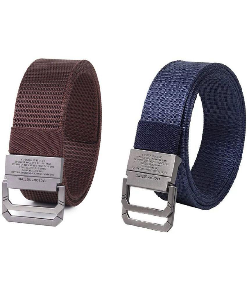 Buy Online Garg Store Zacharias - Multicolor Canvas Men's Casual Belt ( Pack of 2 ) - None