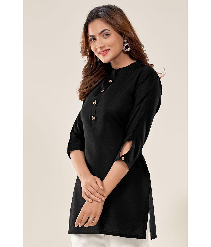 Glomee - Black Cotton Blend Women's Tunic ( Pack of 1 ) - XL