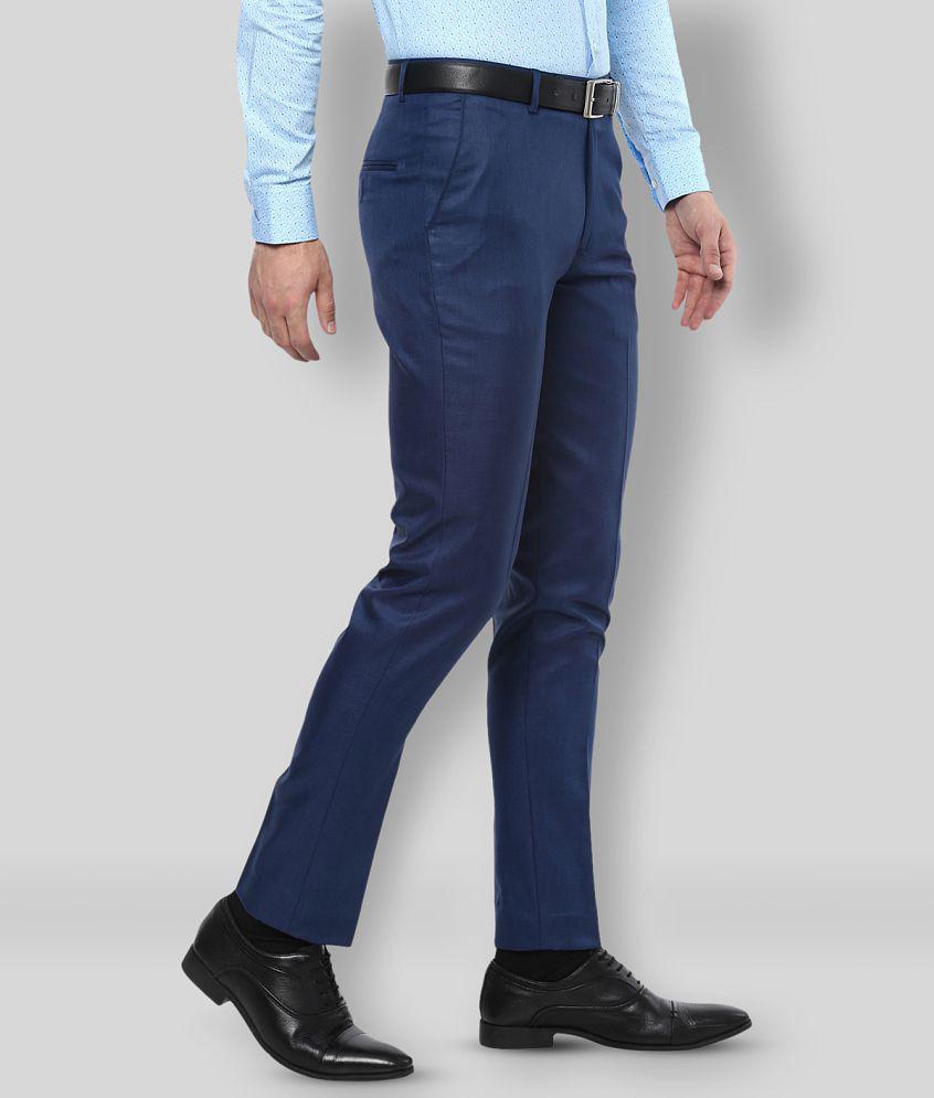 Inspire Clothing Inspiration - Blue Polycotton Slim - Fit Men''s Formal Pants ( Pack of 1 ) - None