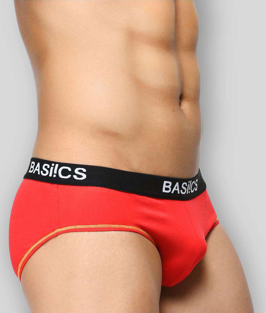 Affordable Men BASIICS By La Intimo - Red Cotton Blend Men's Briefs ( Pack of 1 ) - XL 2025 at S