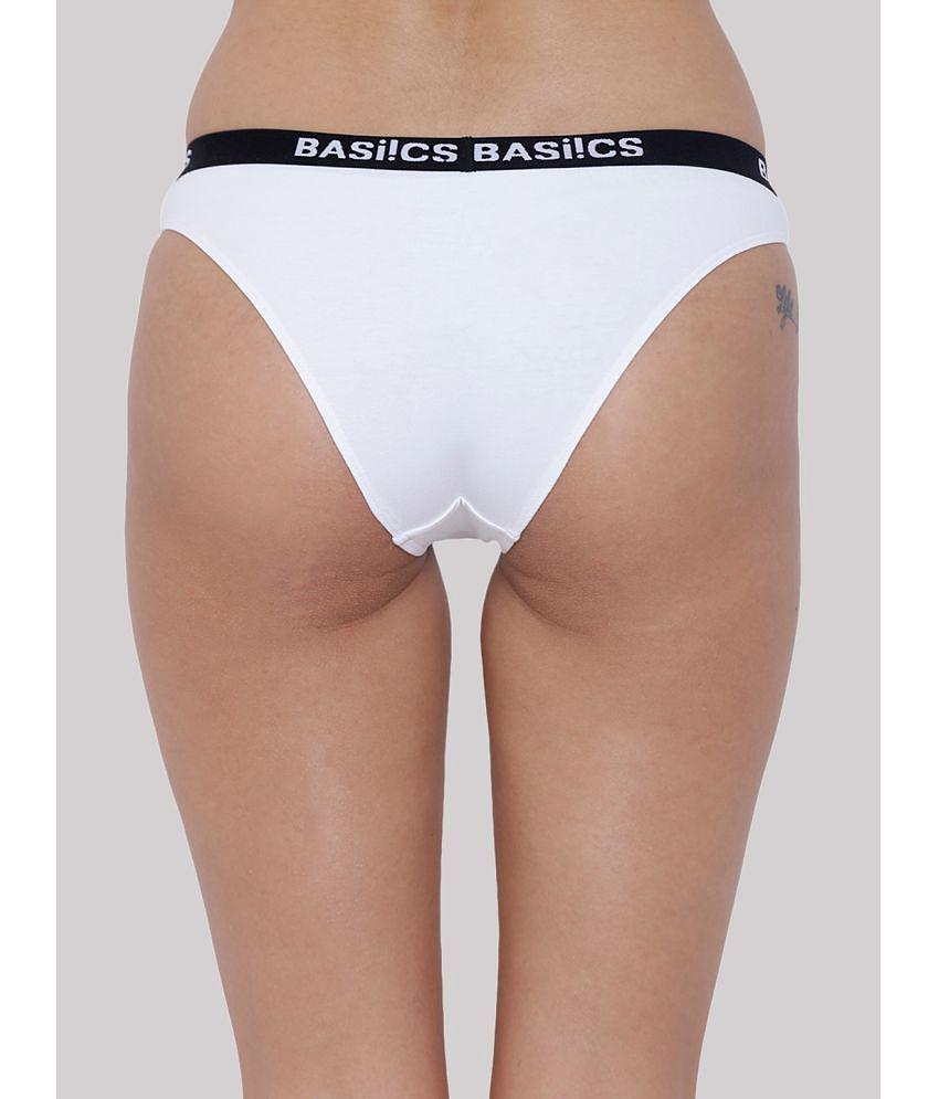 Stylish Men BASIICS By La Intimo - White BCPBR08 Cotton Lycra Solid Womens Bikini ( Pack of 1 ) 