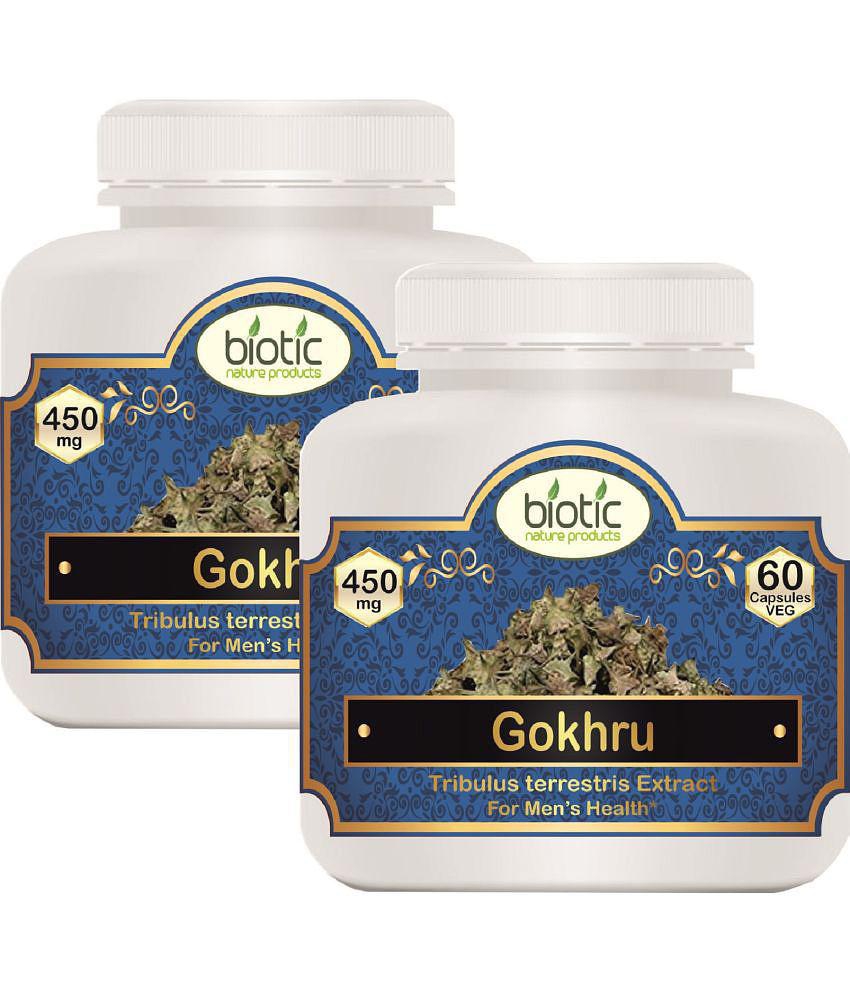 Biotic Gokhru Capsules for Men's Wellness 450 mg Veg Capsule 120 no.s Pack of 2