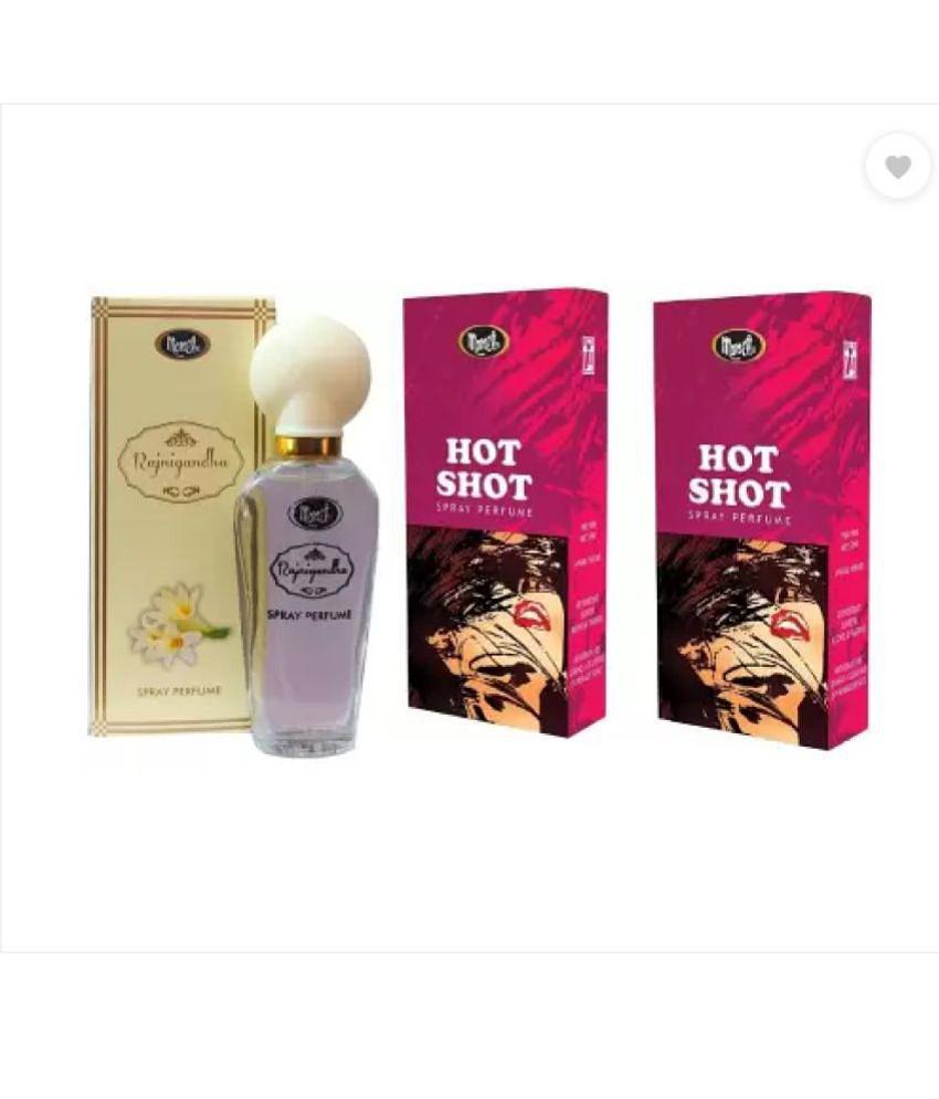 Monet - 1 RAJNIGANDHA & 2 HOT SHOT PERFUME 30 ML EACH Eau De Parfum (EDP) For Women,Men 90 ( Pack of 3 )