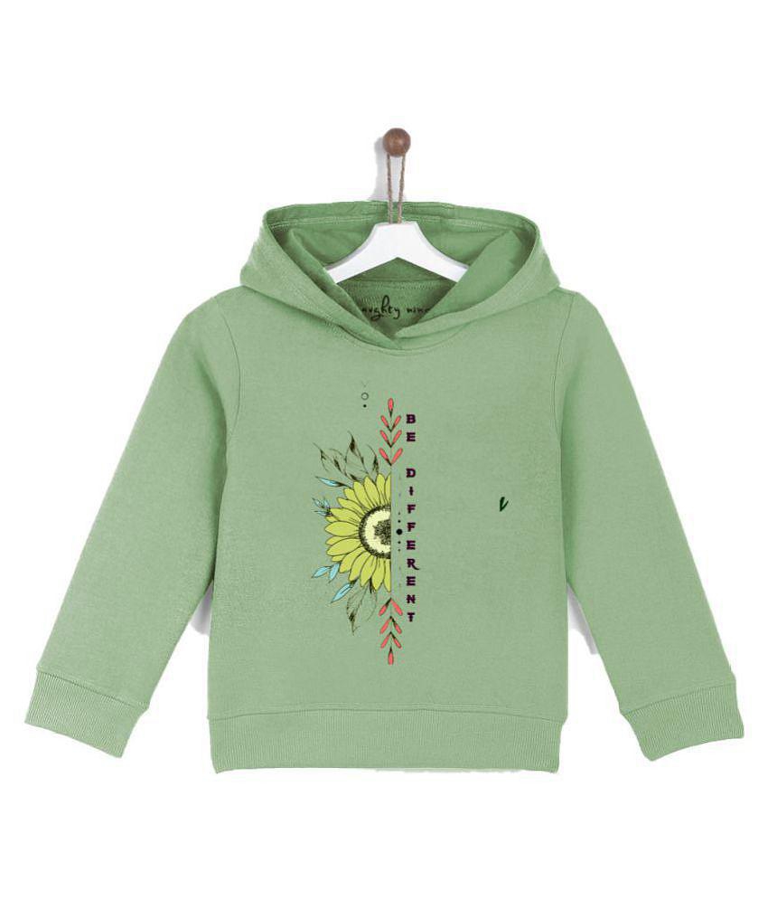 Naughty Ninos Girls Green Printed Hooded Sweatshirts - None