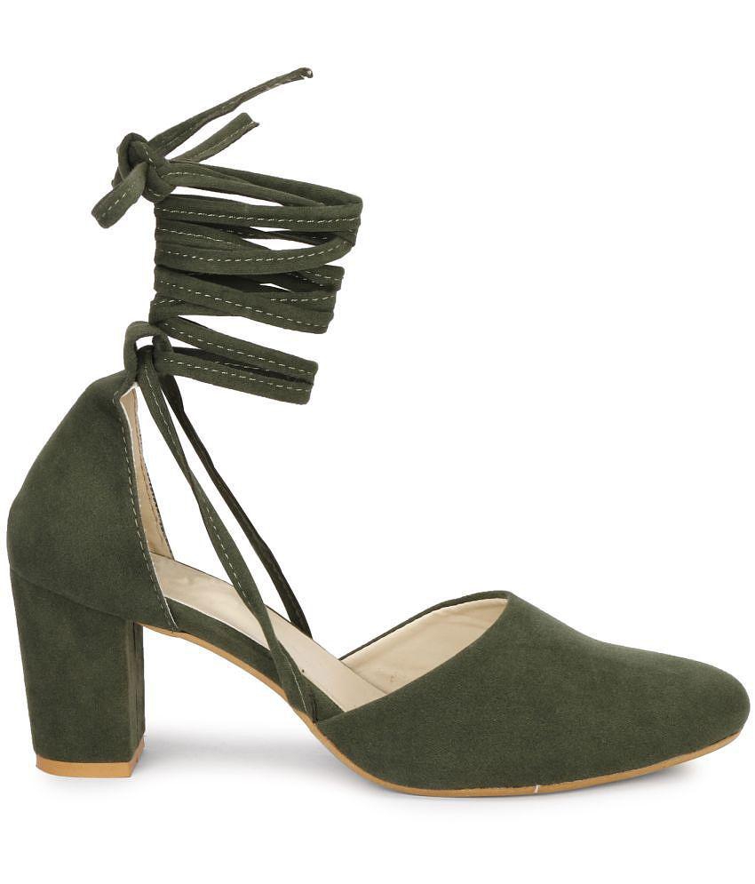 Ishransh - Olive Women's Gladiators Heels - None