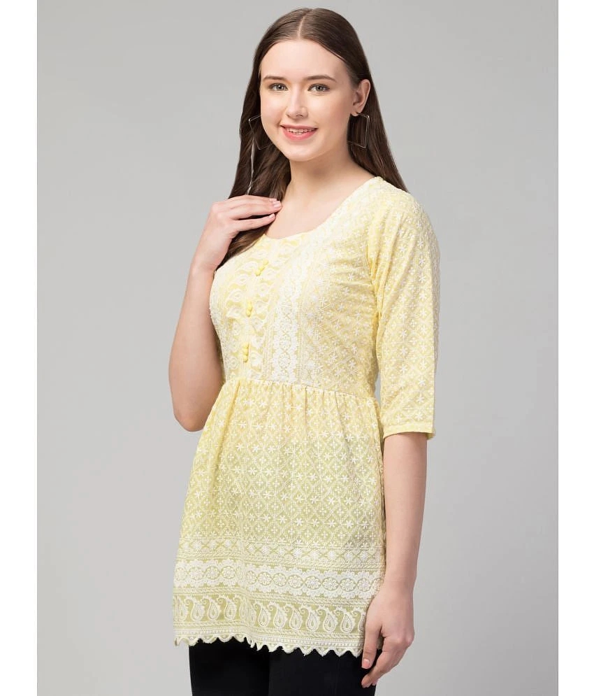 Buy Online Plo OMAYA Cotton Printed A-line Womens Kurti - Yellow ( Pack of 1 ) - None