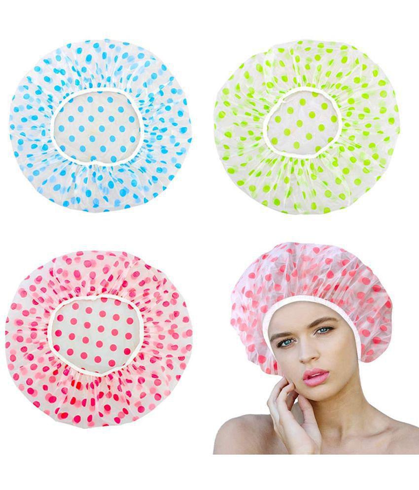 CELIBATE Free Size 3 Shower Cap Multicolored and Multi-Design Pack of 3