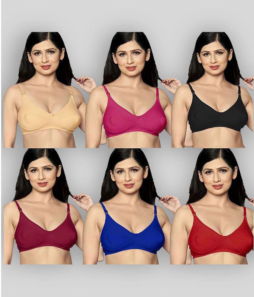 Best Men Kiran Enterprises - Multicolor Cotton Blend Non Padded Women's Everyday Bra ( Pack of 6