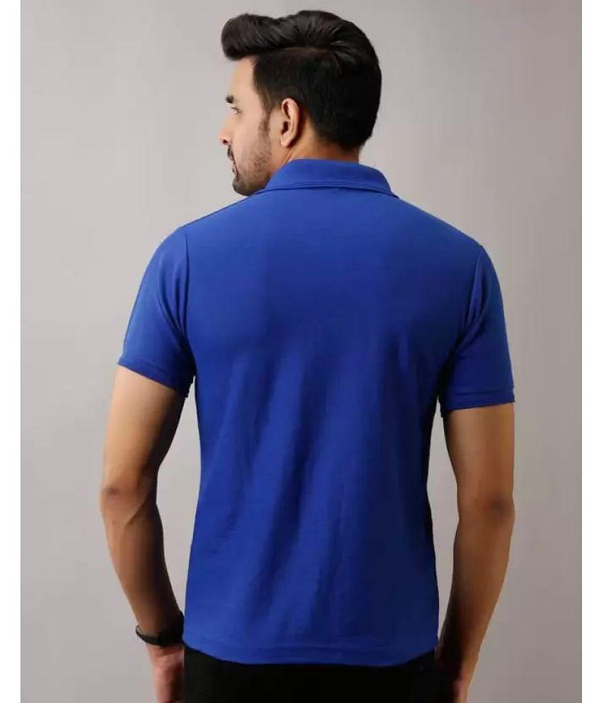 New Men SKYRISE - Blue Cotton Blend Slim Fit Men's Polo T Shirt ( Pack of 1 ) - None 2025 at Sho