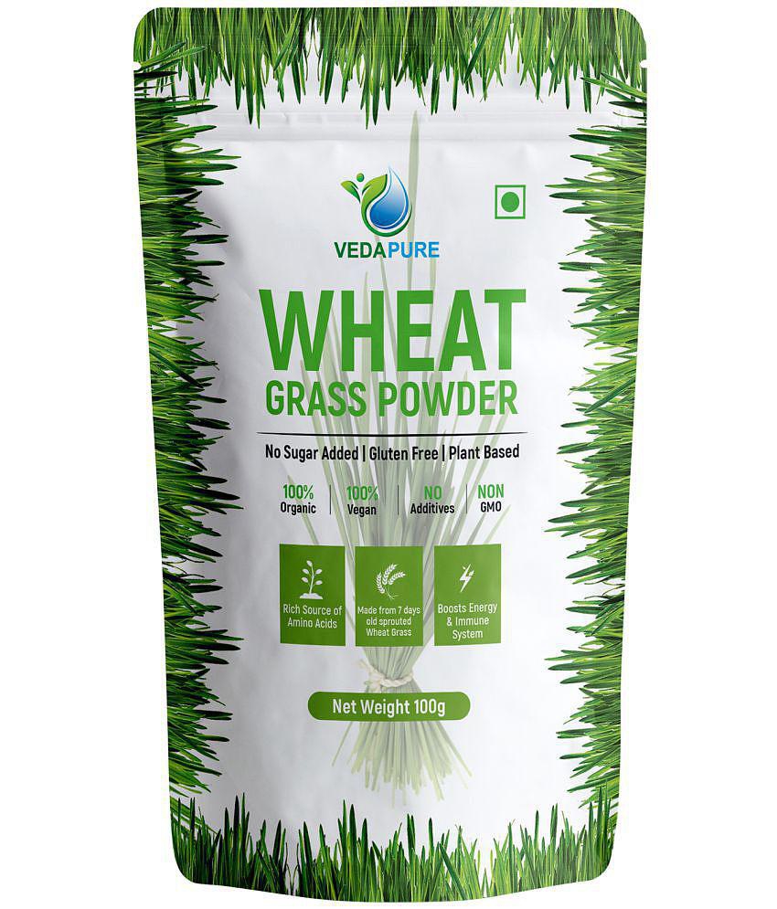 VEDAPURE 100% Natural & Organic Wheatgrass Powder Helps in Immunity & Energy - 100gm (Pack of 1)