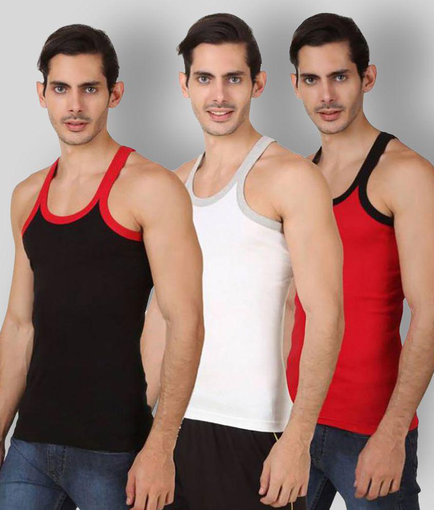 Hap Kings - Multicolor Cotton Men's Vest  ( Pack of 3 ) - 90