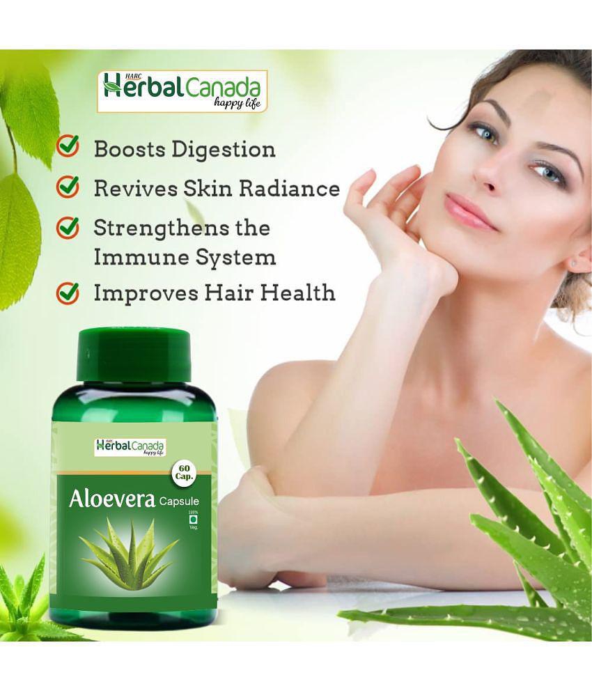 Herbal Canada Aloe vera(60Cap) + Ashwagandha(60 Cap) Capsule 120 no.s Pack Of 2