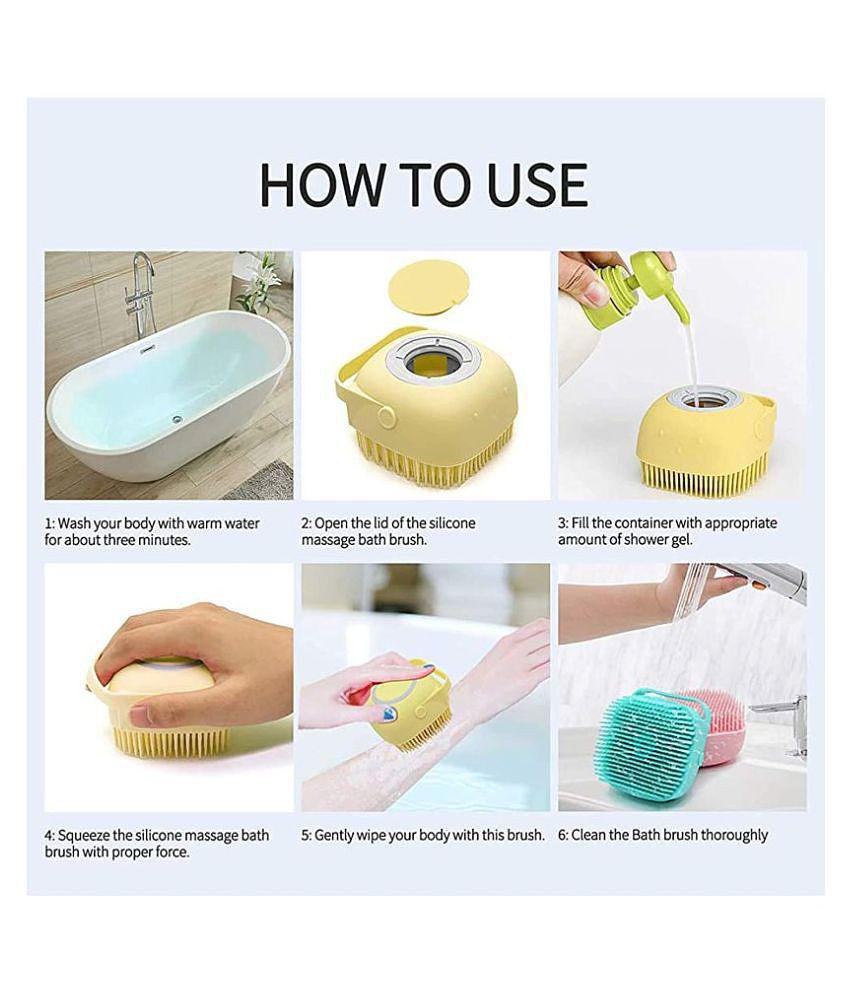 Gatih Scrubber Bathing Brush with Liquid Soap Dispenser No Handle Body Brush