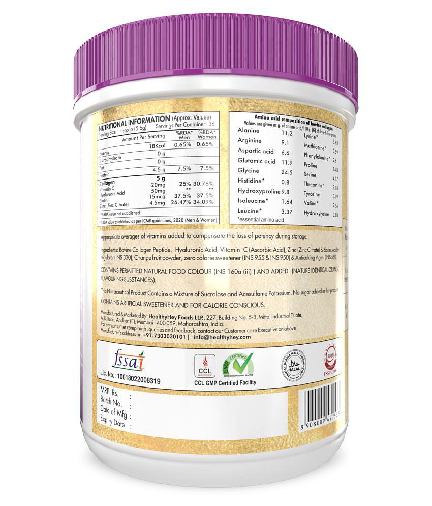 HEALTHYHEY NUTRITION Collagen Gold Series with Biotin Orange 200 gm