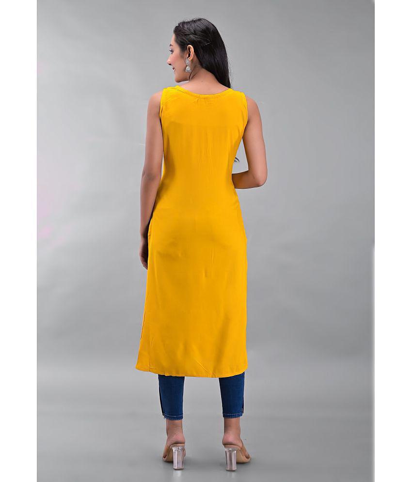 Chic Men Clothy N Wave - Yellow Rayon Women's Straight Kurti ( Pack of 1 ) - None 2025 at ShopCi