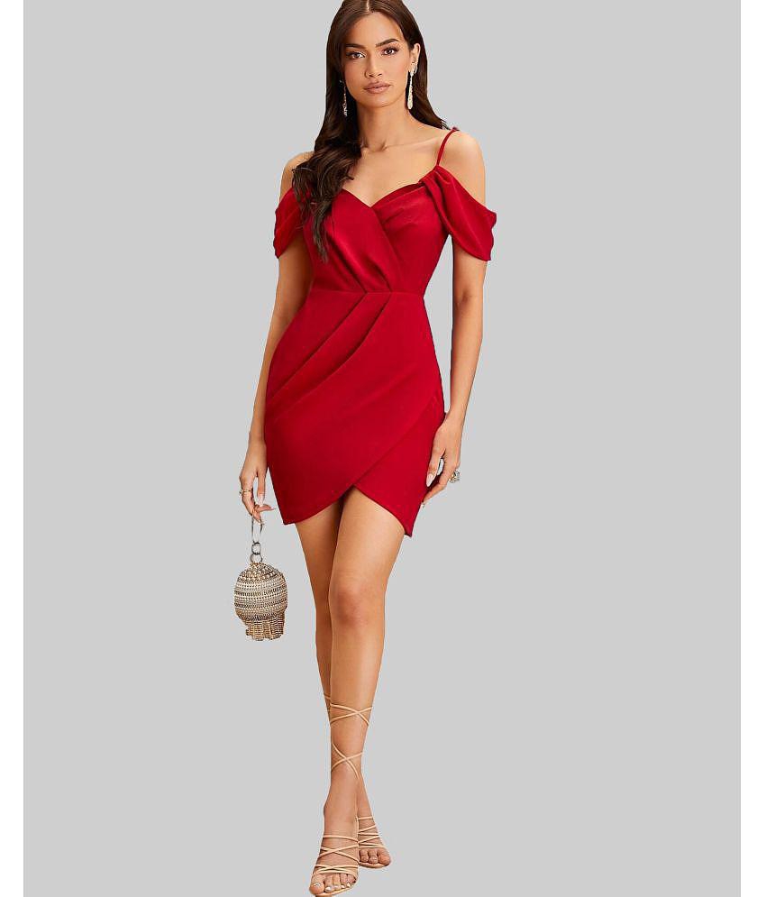 Modern Men Addyvero - Red Cotton Blend Women's Bodycon Dress ( Pack of 1 ) - None 2025 at ShopCi