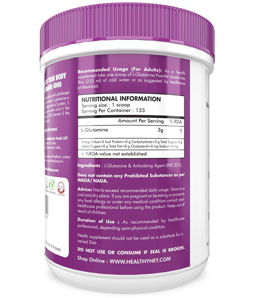 HEALTHYHEY NUTRITION Glutamine Powder, Muscle Growth and Recovery 400 gm