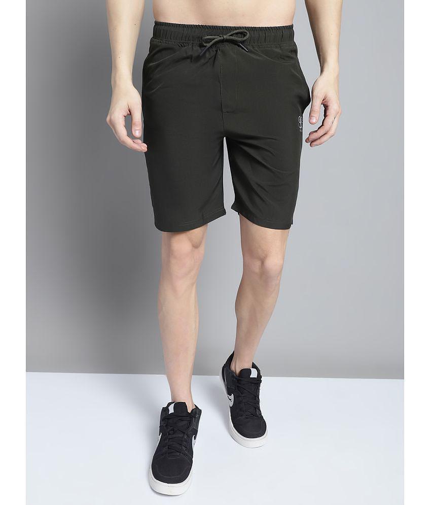 9TY3REE - Olive Polyester Men's Shorts ( Pack of 1 ) - None