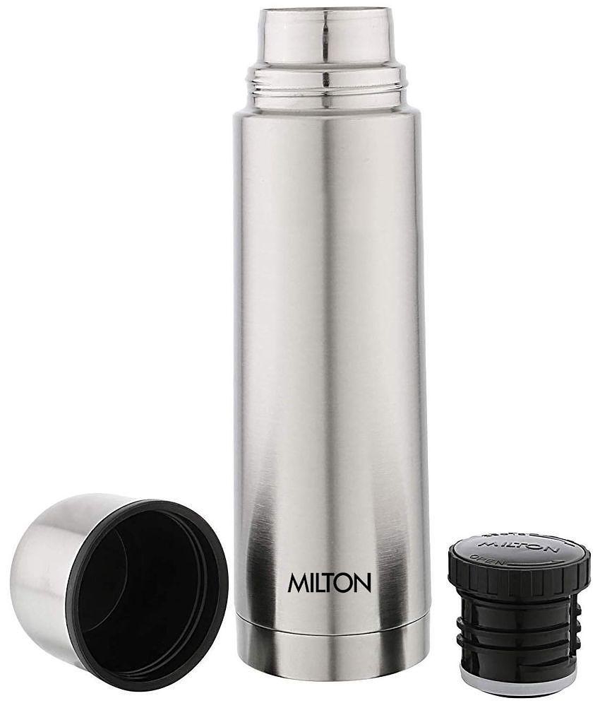 Milton Plain Lid 1000 Thermosteel 24 Hours Hot and Cold Water Bottle, 1000 ml, Silver - Silver