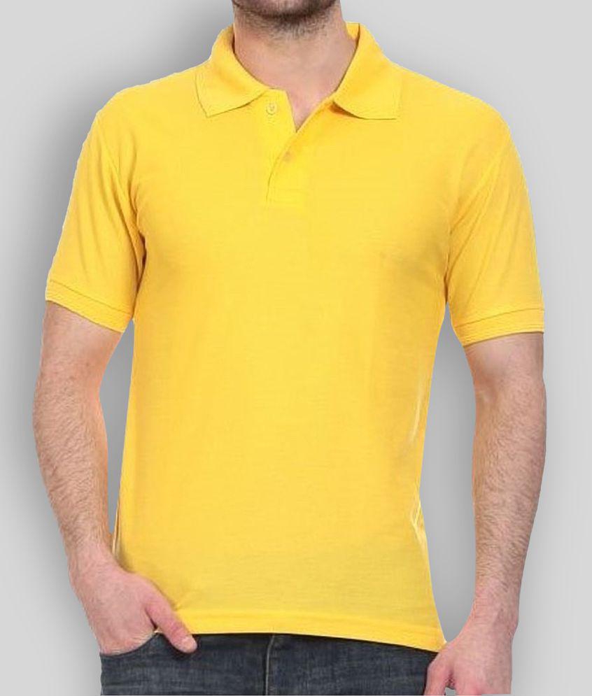 FASHION365 - Yellow Cotton Blend Slim Fit Men's Polo T Shirt ( Pack of 1 ) - None