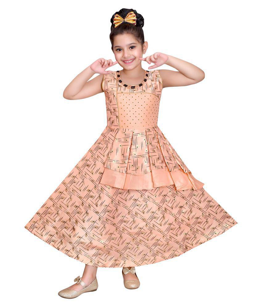 Buy KACHHOT Girls Multicolor Cotton Blend Midi Knee Length Party Dress (4-5  Years) Online at Best Prices in India - JioMart.