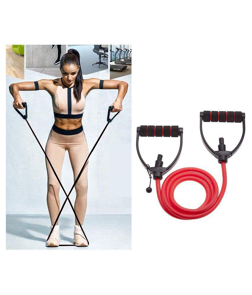 FITNESS INDIA Tummy Trimmer | Toning Tube | AB Wheel (Combo of 3) Waist Trimmer Body Toner Abs Exerciser Fat Buster Home Gym Exercise Equipment Abdominal - Red