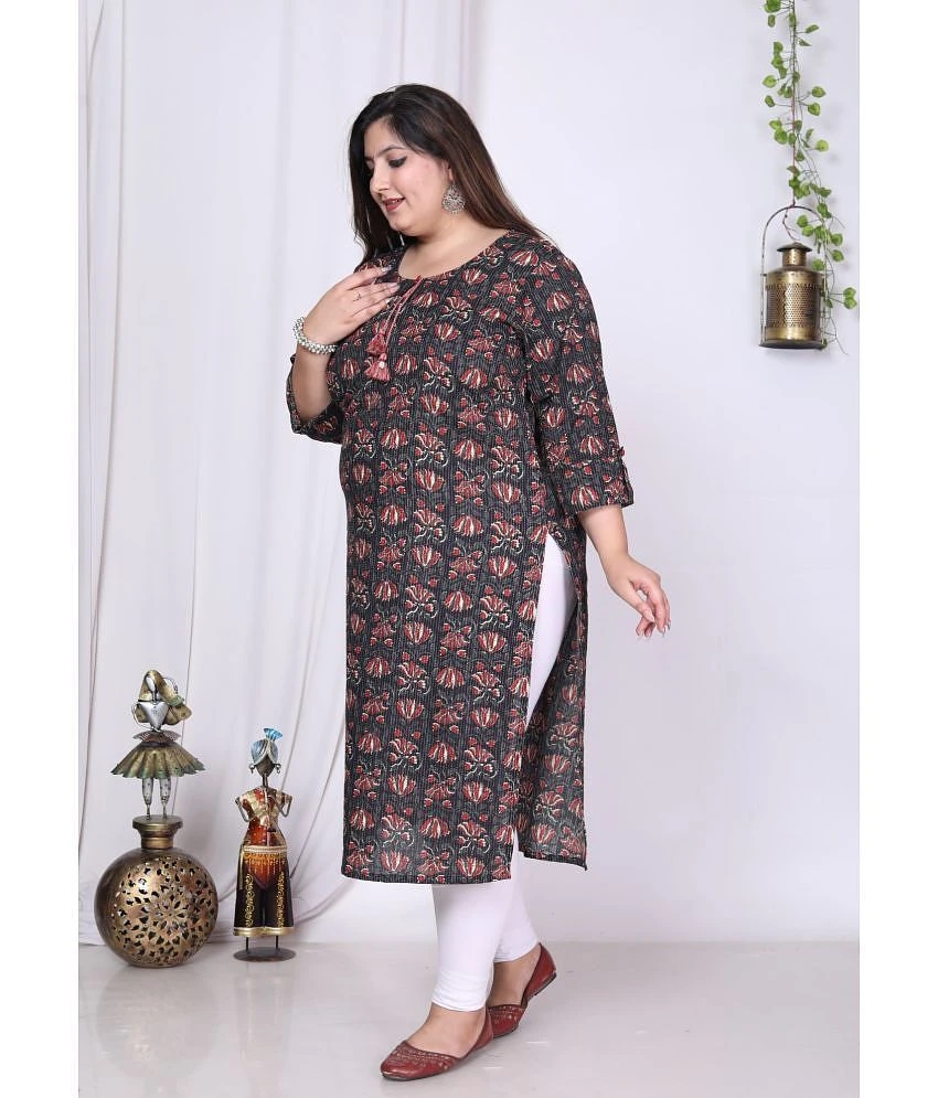 Buy Online Plo Swasti Cotton Printed Straight Womens Kurti - Black ( Pack of 1 ) - None