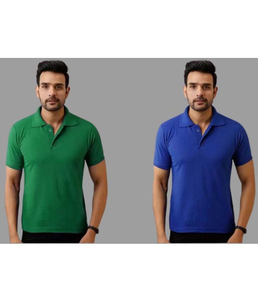 SKYRISE - Multicolor Cotton Blend Slim Fit Men's Polo T Shirt ( Pack of 2 ) - None