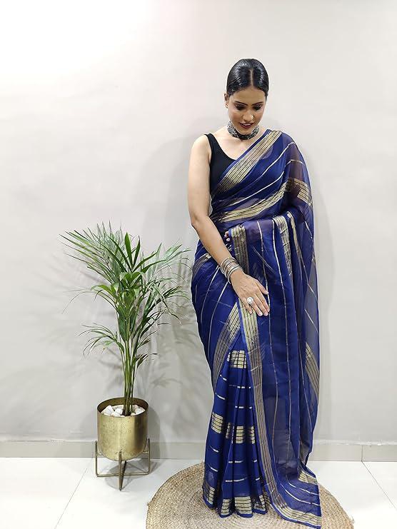 Navy blue Saree with blouse