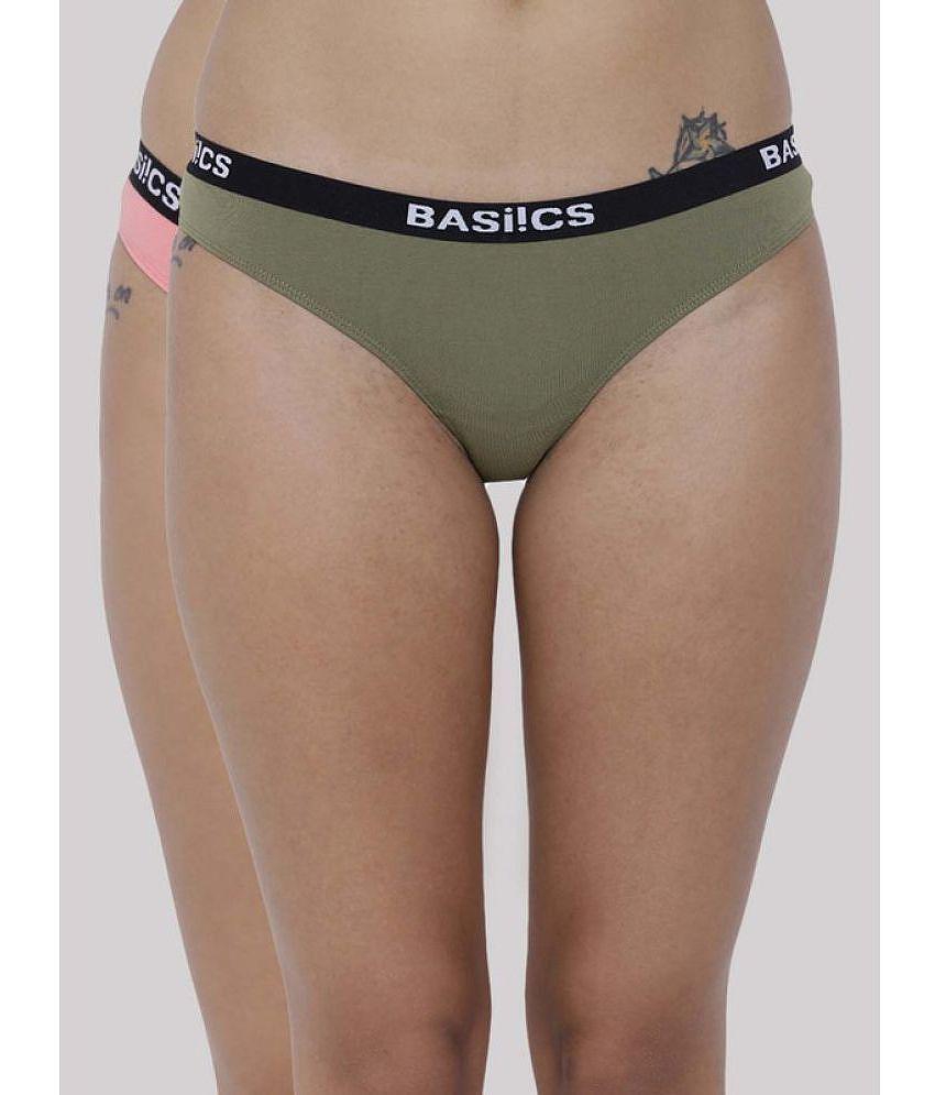 Modern Men BASIICS By La Intimo Pack of 2 Cotton Lycra Solid Womens Bikini ( Multicolor ) BCPBR0