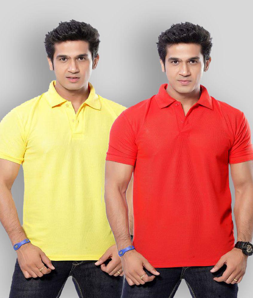 SKYRISE - Multicolor Cotton Blend Slim Fit Mens Polo T Shirt ( Pack of 2 ) - None